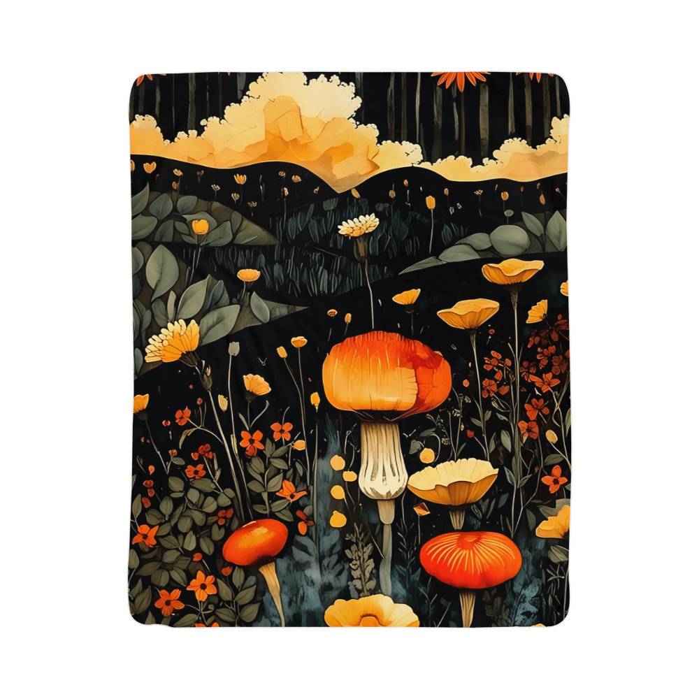 Mushroom Sherpa Fleece Blanket