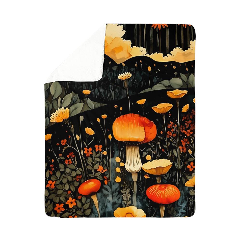 Mushroom Sherpa Fleece Blanket