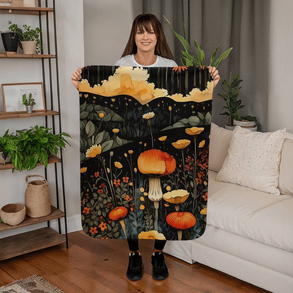 Mushroom Sherpa Fleece Blanket