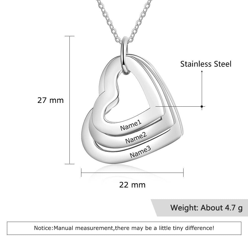 Personalized Family Necklace with 2 4 Names Stainless Steel Heart Engraved Necklace for Mother Pendants Jewelry Customized Necklaces