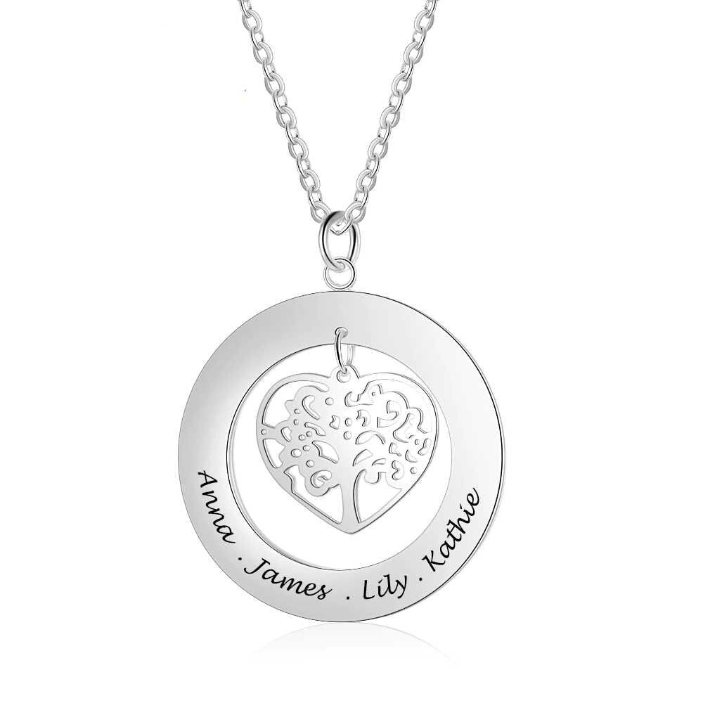 Personalized Tree of Life Engrave Name Necklace Sterling Silver Custom Necklaces & Pendants Family Gifts Pendant Life Of Tree Sterling
