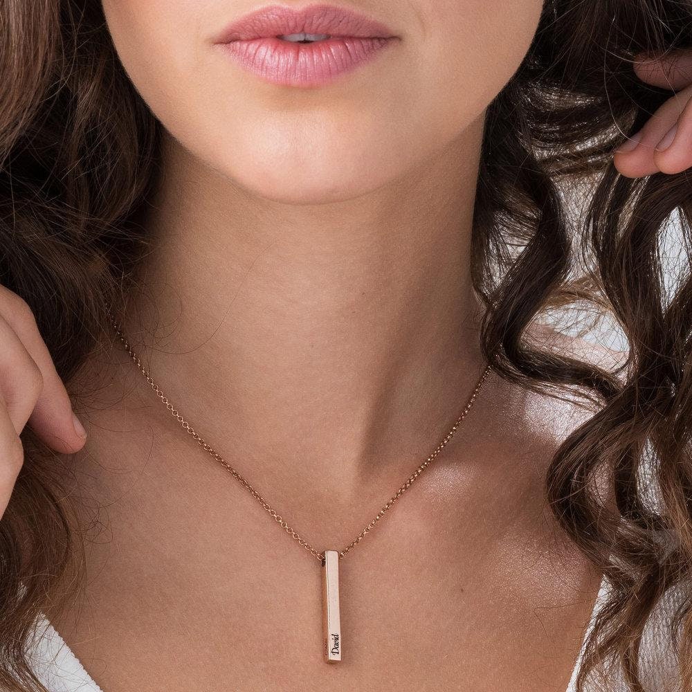 Custom Bar Necklace for Women Personalized Engraved Bar Necklace 4 Sides 3D Bar Cuboid Dainty Pendant Valentine’s Gift Name Necklace