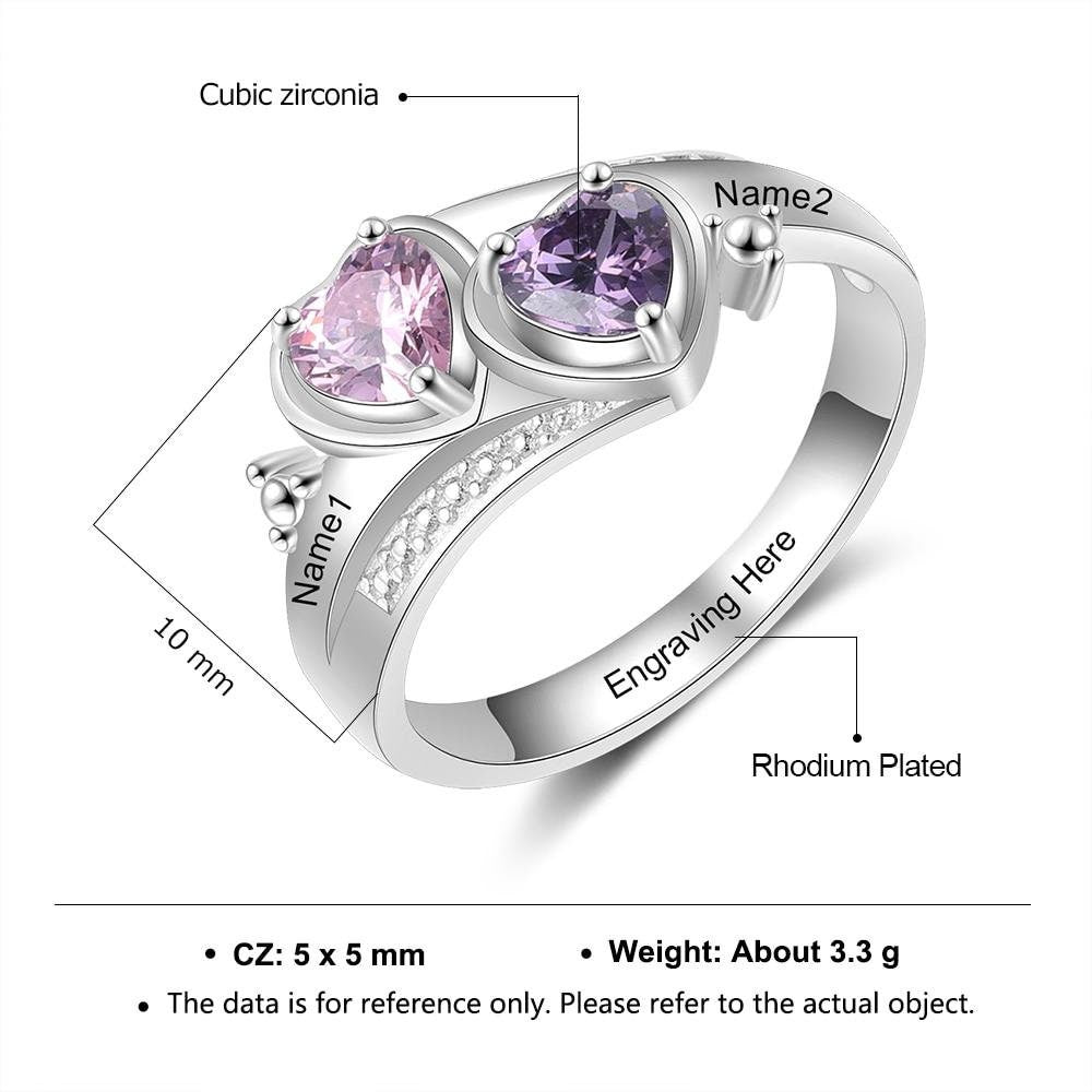 Personalized Name Engraved Promise Rings for Women Silver Color Customize Heart Birthstone Wedding Engagement Ring Gift Customized Rings