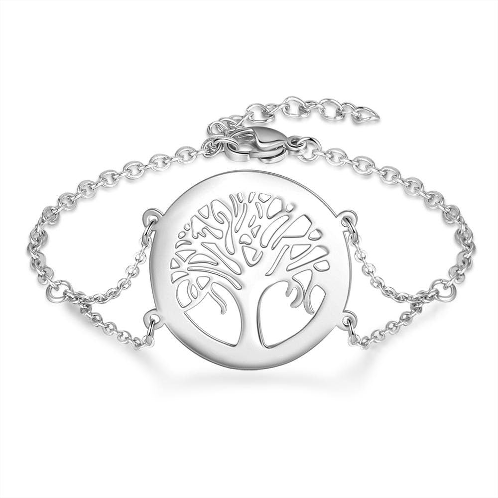 Personalized Tree of Life Bracelets with Engraving Name Stainless Steel Custom Family Tree Bracelets for Women Customized Bracelets