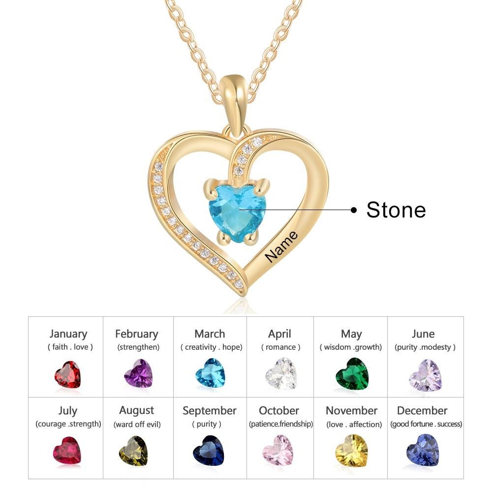 Personalized Engraving Name Heart Pendant Necklace Custom Birthstone Necklace Women Jewelry Gift Customized Necklaces
