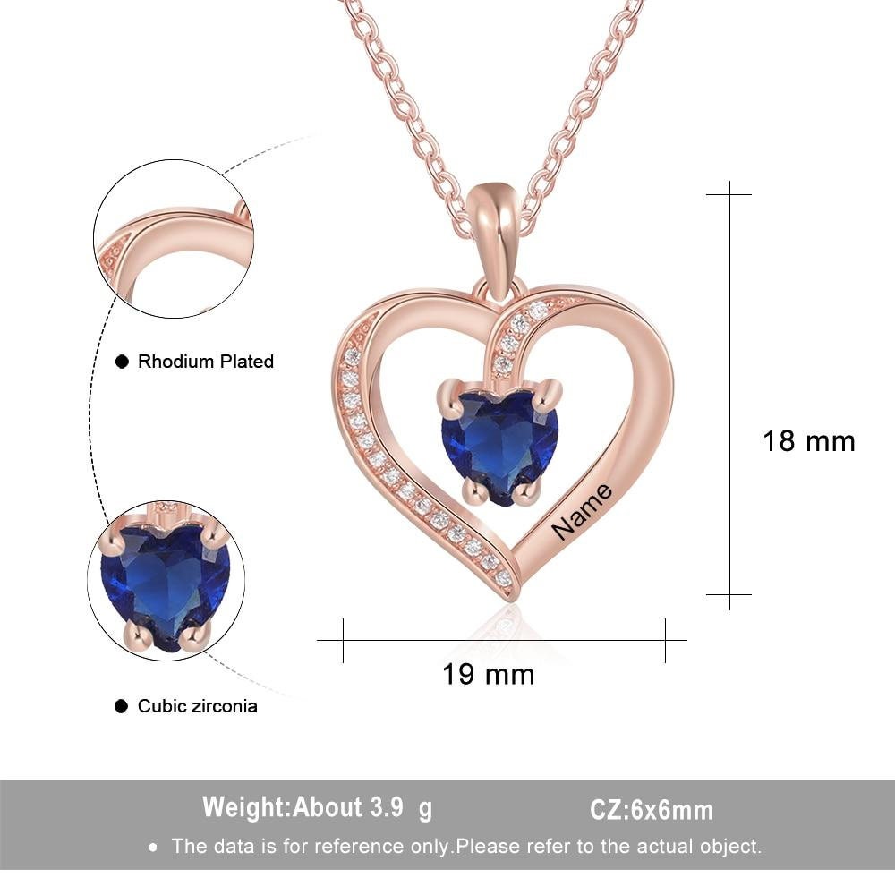 Personalized Engraving Name Heart Pendant Necklace Custom Birthstone Necklace Women Jewelry Gift Customized Necklaces