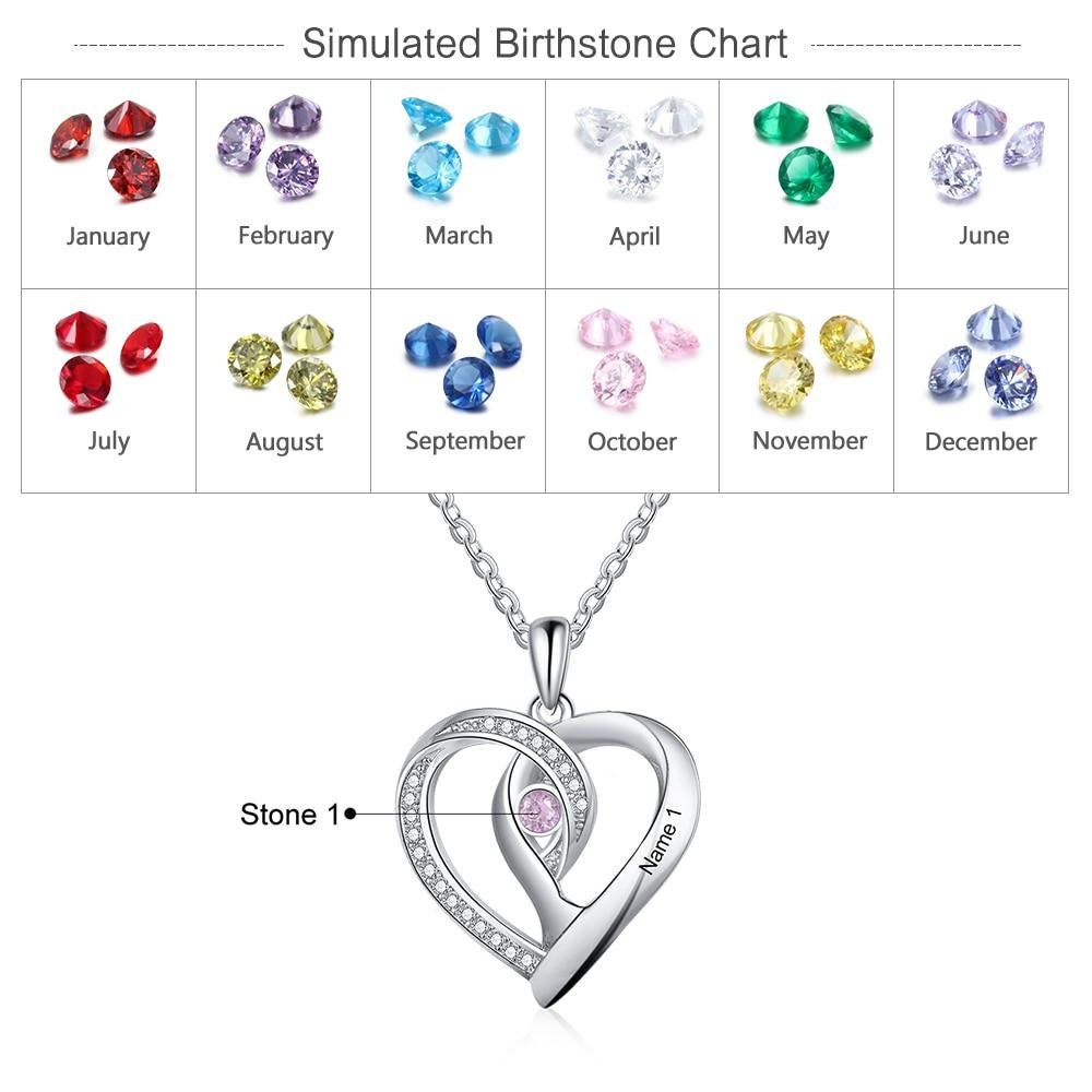 Personalized Necklaces Heart Pendant Cubic Zircon Jewelry Customized Birthstone Engraved Name Charm Gift for Women Customized Necklaces