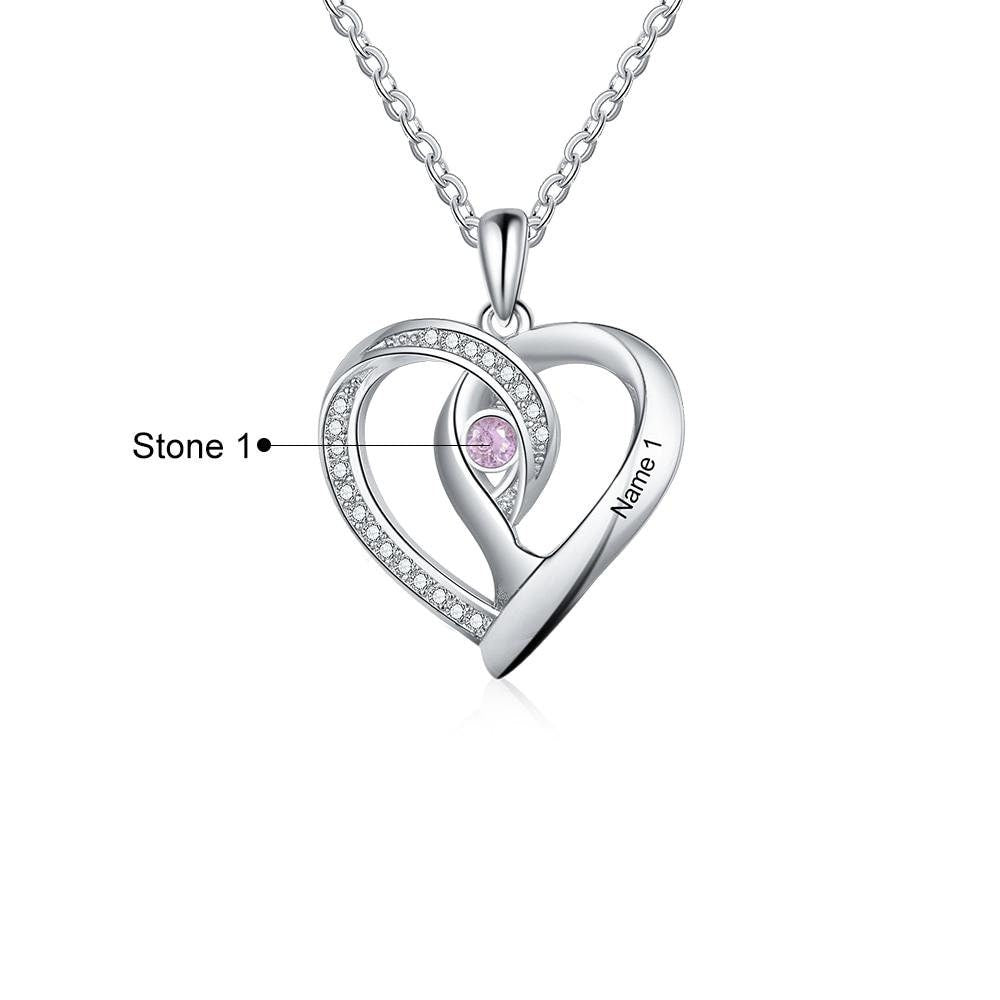 Personalized Necklaces Heart Pendant Cubic Zircon Jewelry Customized Birthstone Engraved Name Charm Gift for Women Customized Necklaces