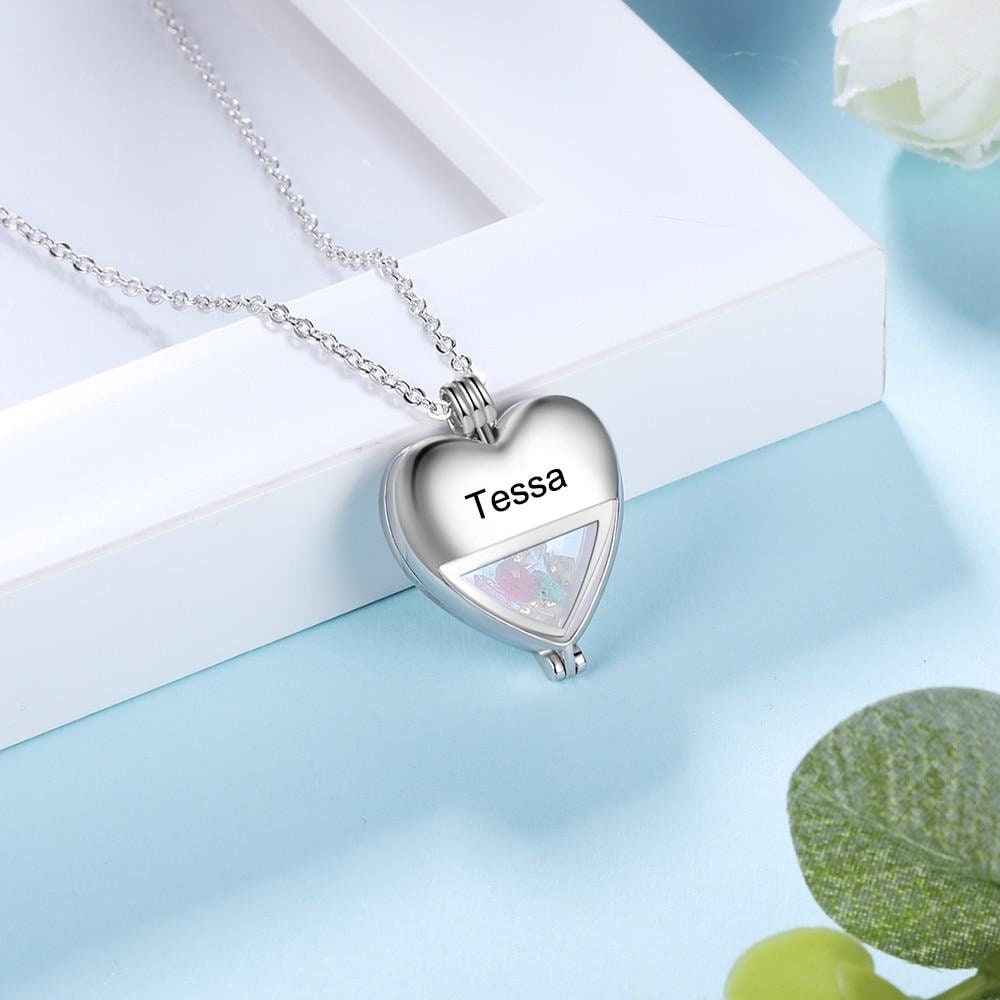 Personalized Multiple Birthstone Heart Locket Necklace Custom Name Engraved Pendant Jewelry Gifts for Women Customized Necklaces