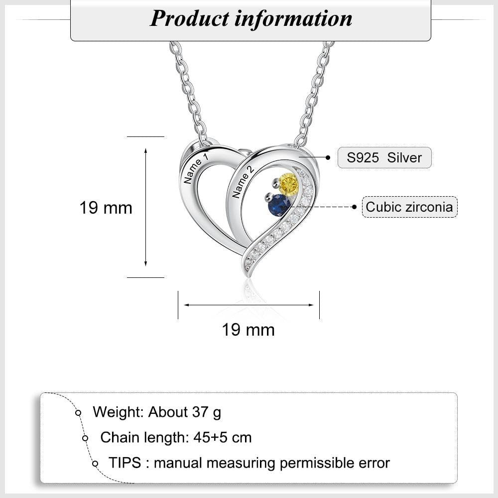 Personalized Name Mothers Necklace with Birthstone Custom Engraved Heart Pendants Sterling Silver Fine Jewelry Necklaces