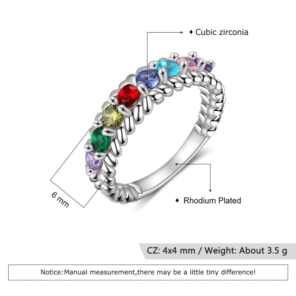 Personalized Family Gift Customized 8 Birthstones Rings for Women Custom Gifts for Grandma Trendy Jewelry Customized Rings