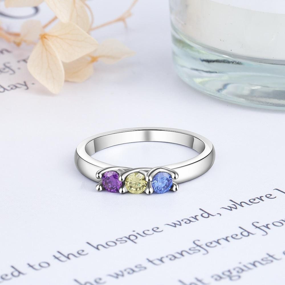 Customized Sterling Silver Birthstone Rings for Women Fashion Wedding Ring Personalized Gift Jewelry Customized Rings