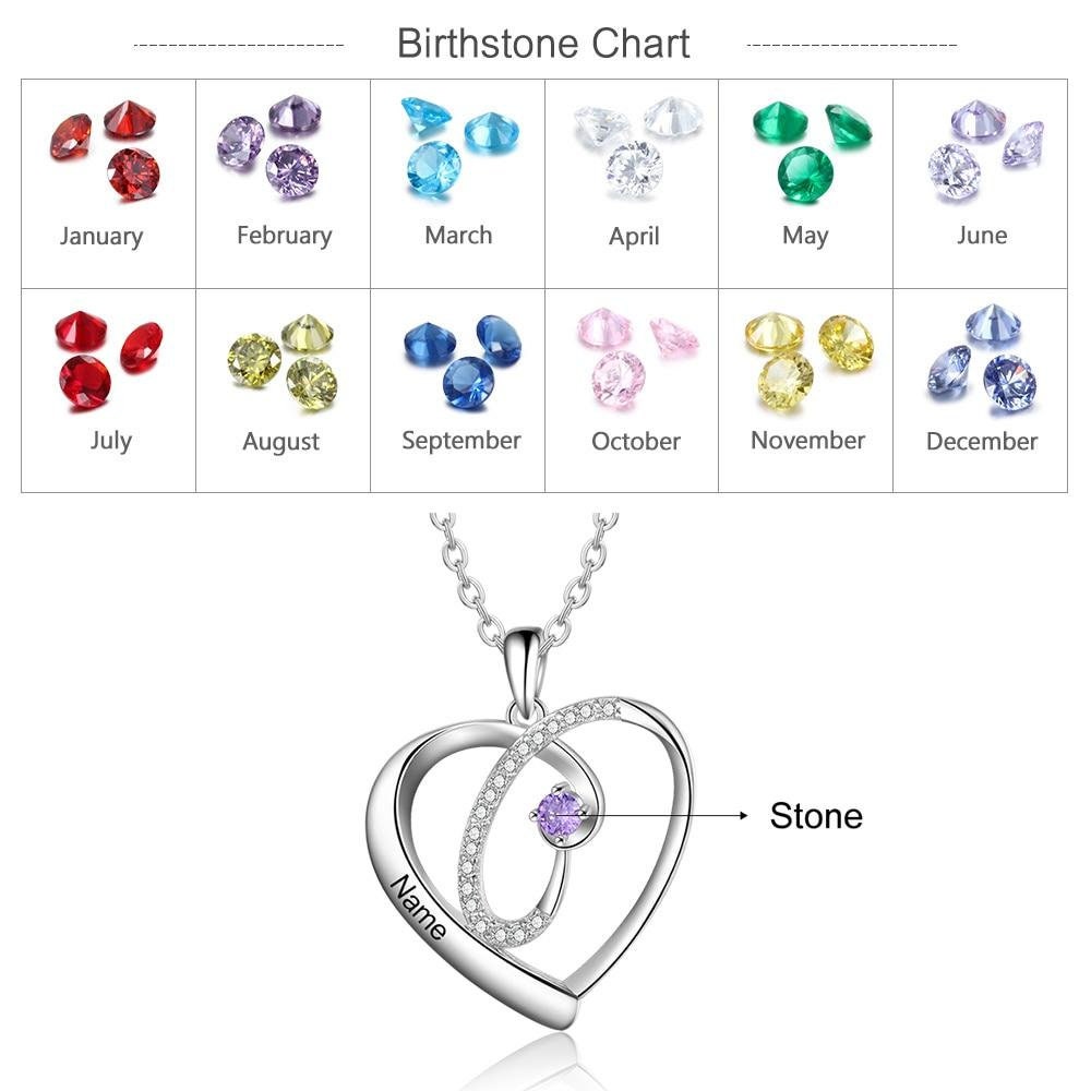 Personalized Birthstone Necklaces for Women Customized Name Engraved Heart Pendant Jewelry Customized Necklaces