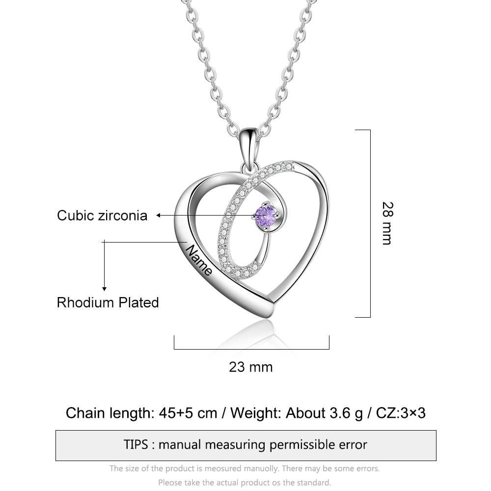 Personalized Birthstone Necklaces for Women Customized Name Engraved Heart Pendant Jewelry Customized Necklaces