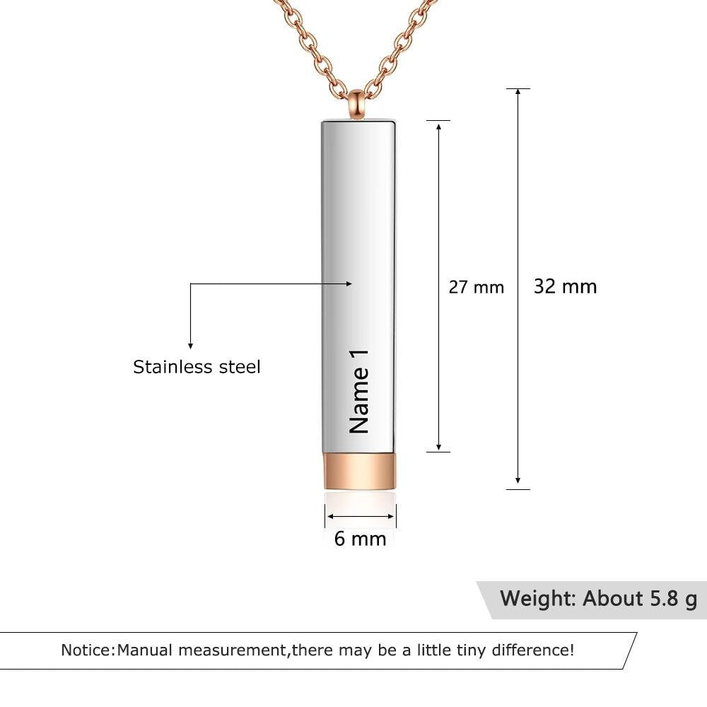 Personalized 2 Names Vertical Bar Necklace for Women Rose Gold Color Engraving Stainless Steel Chain Customized Necklaces