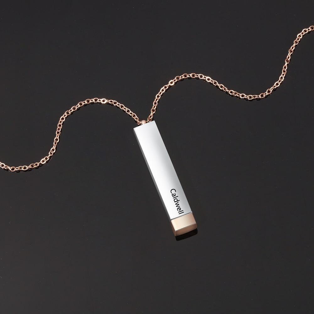 Personalized 2 Names Vertical Bar Necklace for Women Rose Gold Color Engraving Stainless Steel Chain Customized Necklaces