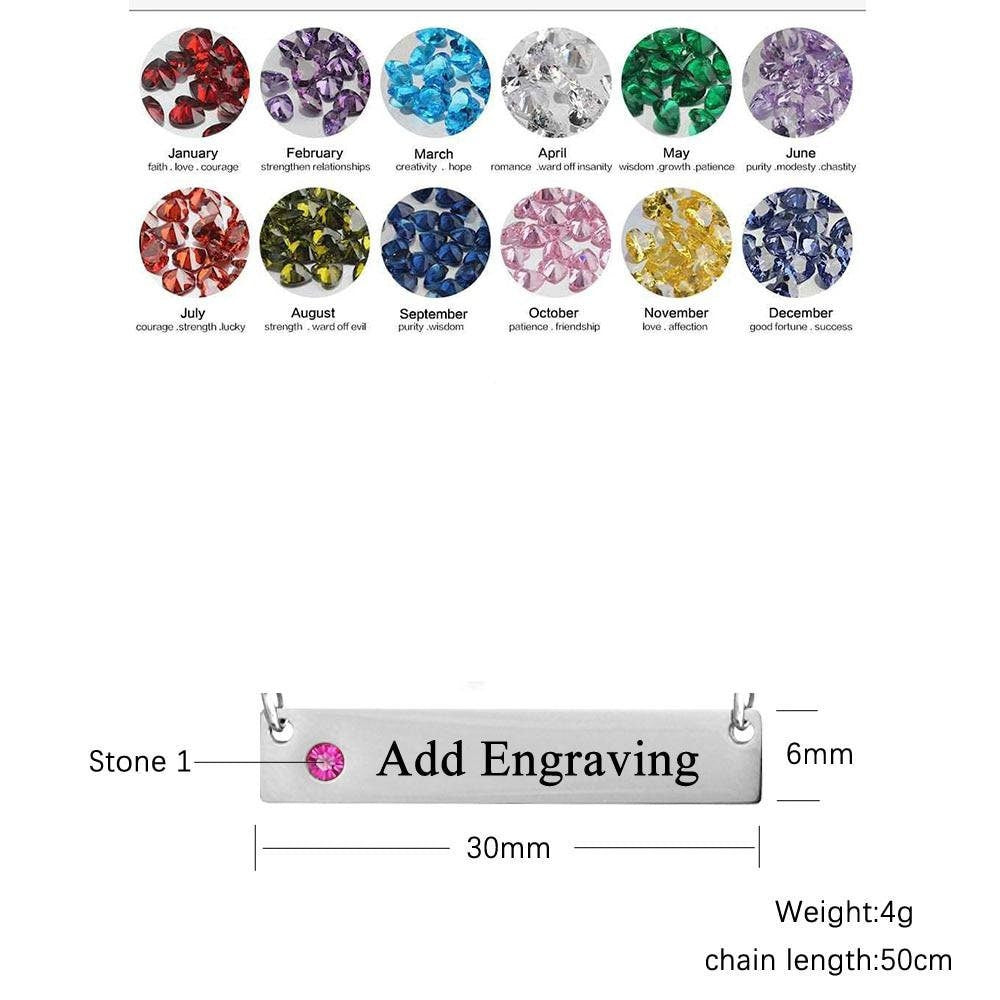 Personalized Name Bar Necklaces for Women Customized Birthstone Nameplate Necklaces & Pendants Birthday Gift Customized Necklaces