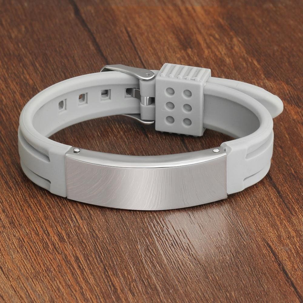 Personalized Custom Name Engrave Bracelet for Women Silicone ID Bracelets Stainless Steel Men Jewelry Customized Bracelets