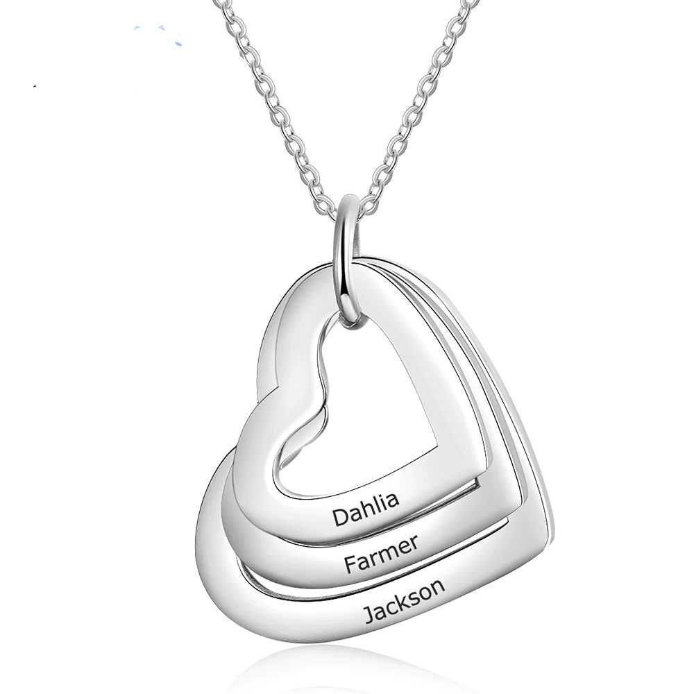 Personalized Family Necklace with 2 4 Names Stainless Steel Heart Engraved Necklace for Mother Pendants Jewelry Customized Necklaces