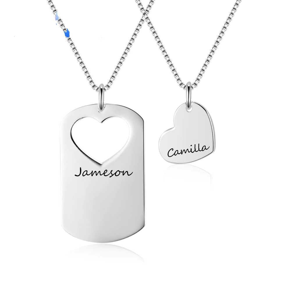 Personalized Name Couple Necklace 2 Pcs/Set Customized Engraving Friendship BFF Necklaces & Pendants Customized Necklaces