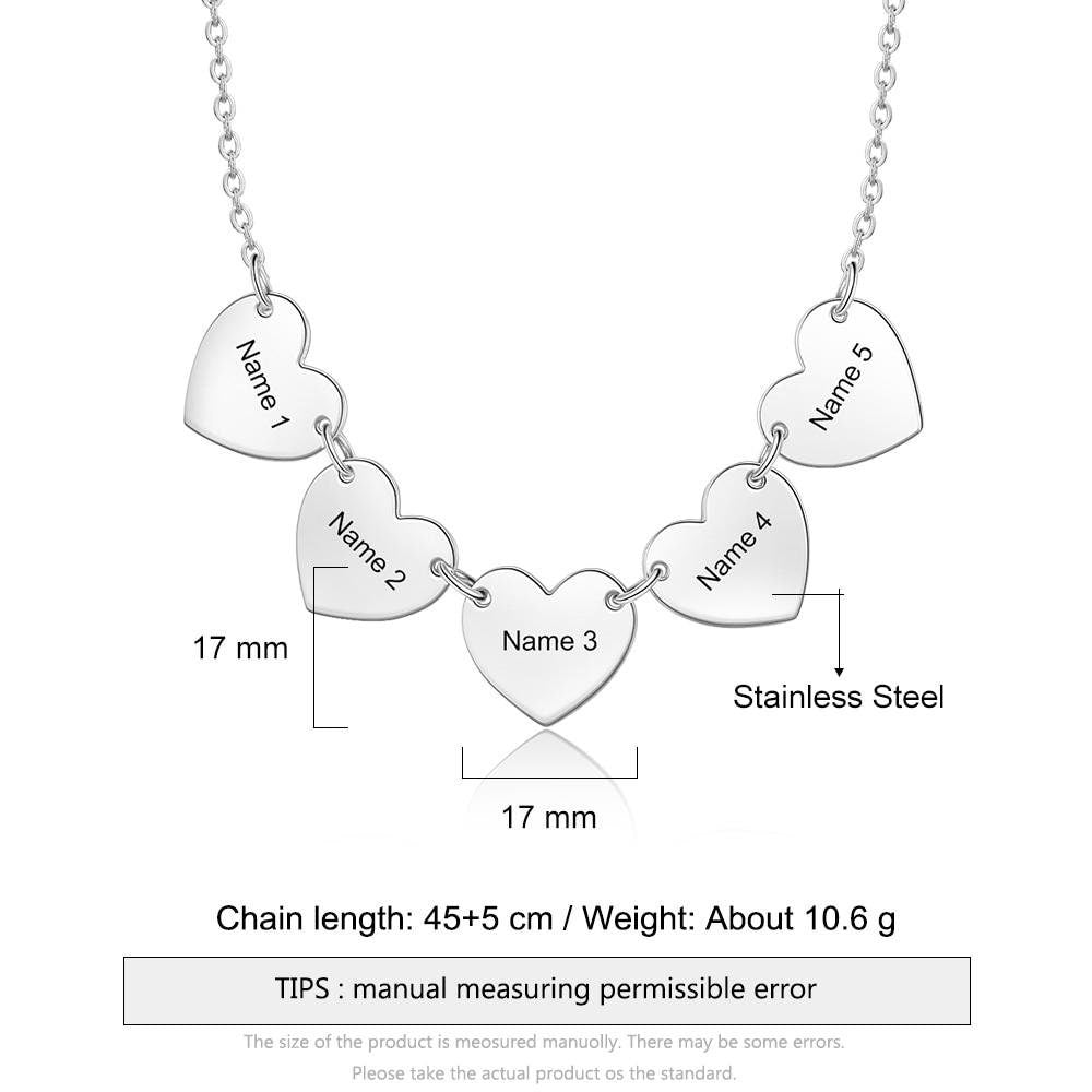 Personalized Necklaces Fashion Stainless Steel Jewelry Multi Charm Heart Pendant Necklace Custom Name Simple Gift for Girlfriend Customized