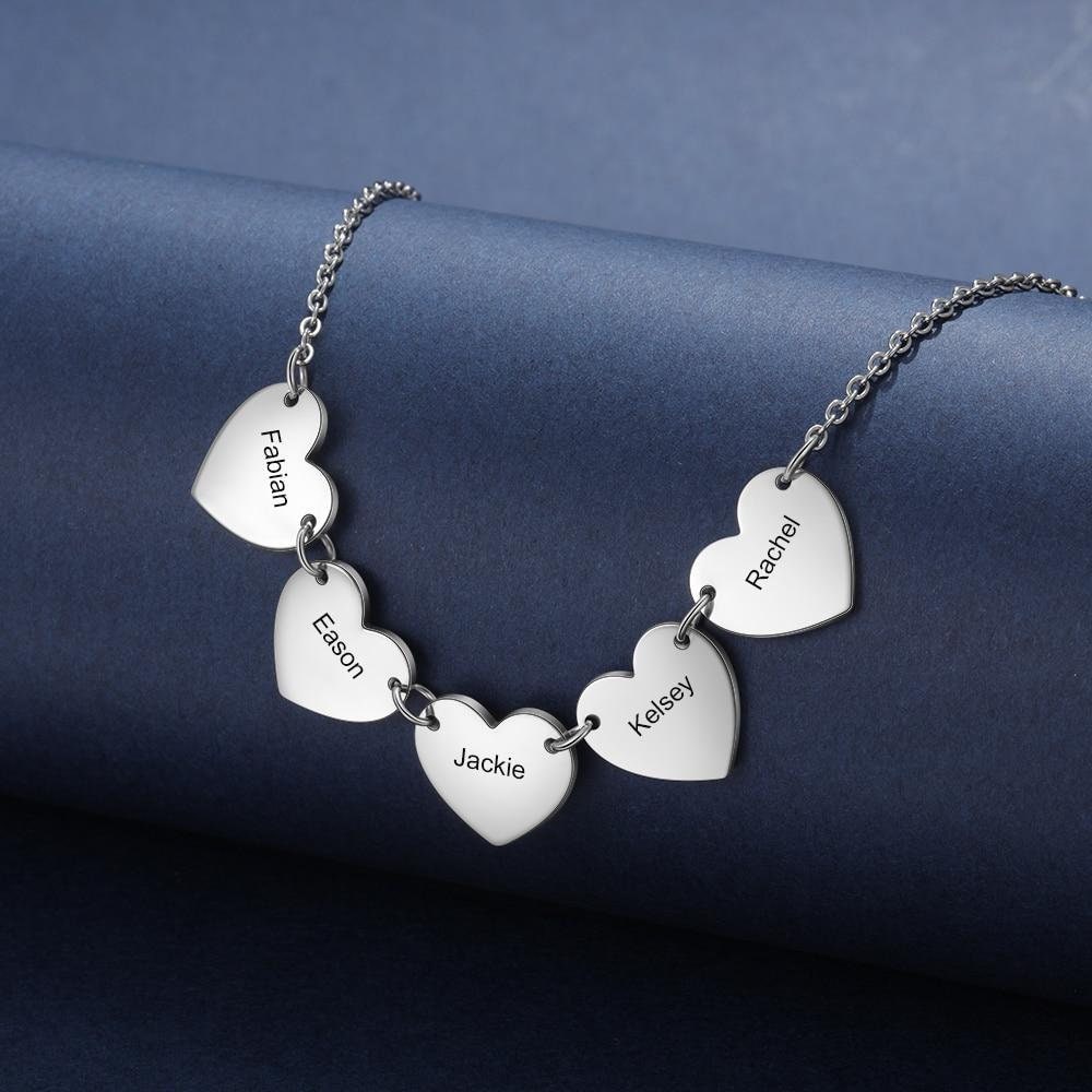 Personalized Necklaces Fashion Stainless Steel Jewelry Multi Charm Heart Pendant Necklace Custom Name Simple Gift for Girlfriend Customized