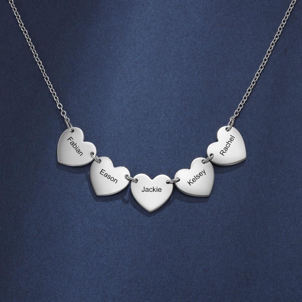 Personalized Necklaces Fashion Stainless Steel Jewelry Multi Charm Heart Pendant Necklace Custom Name Simple Gift for Girlfriend Customized