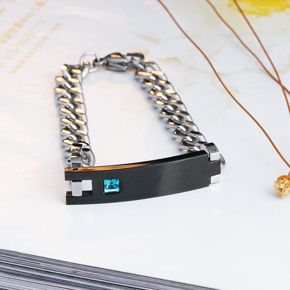 Personalized Birthstone Engrave Name Bracelet Lovers' Bracelets & Bangles Gift For Couple His Queen Her King Bracelet