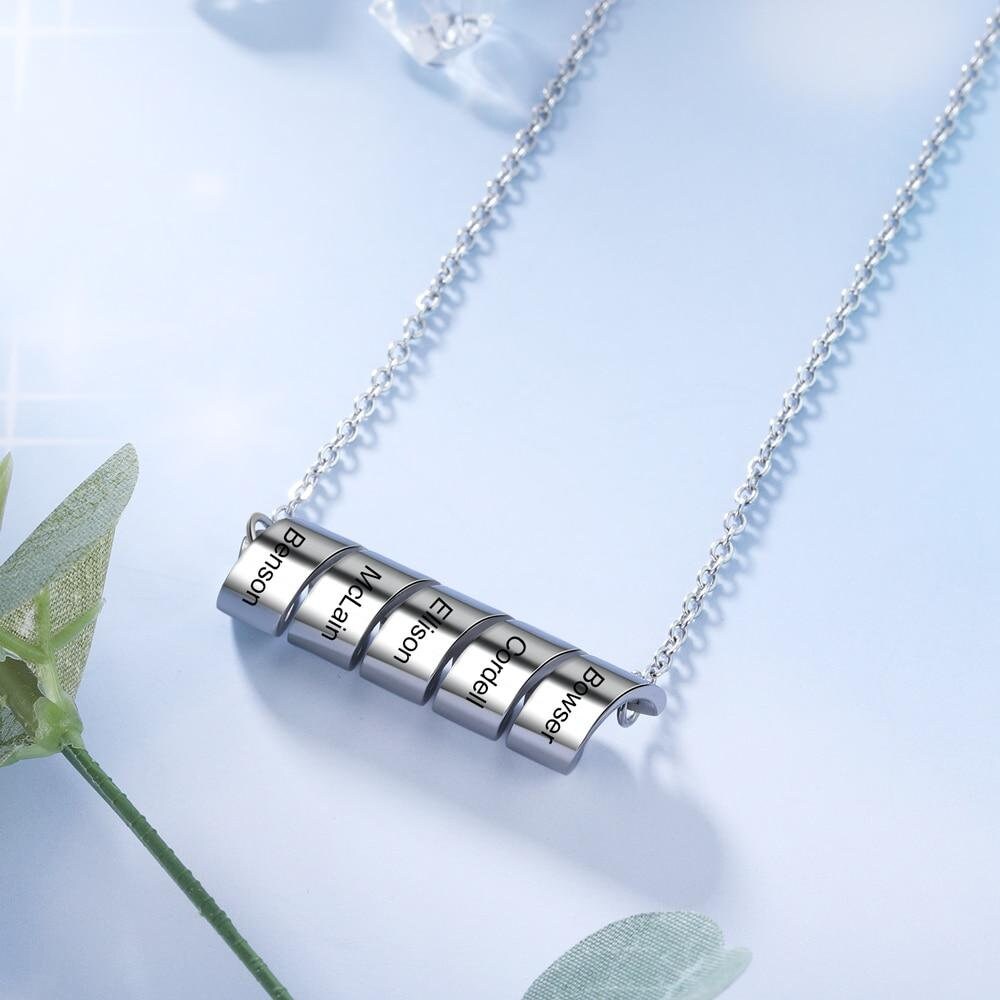 Personalized Engraving 5 Names Necklaces Stainless Steel Chain Necklaces for Men Gifts for Boyfriend Customized Necklaces