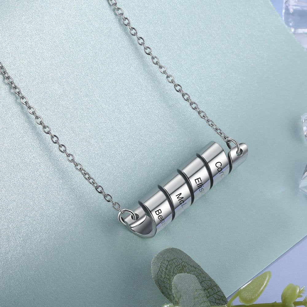Personalized Engraving 5 Names Necklaces Stainless Steel Chain Necklaces for Men Gifts for Boyfriend Customized Necklaces