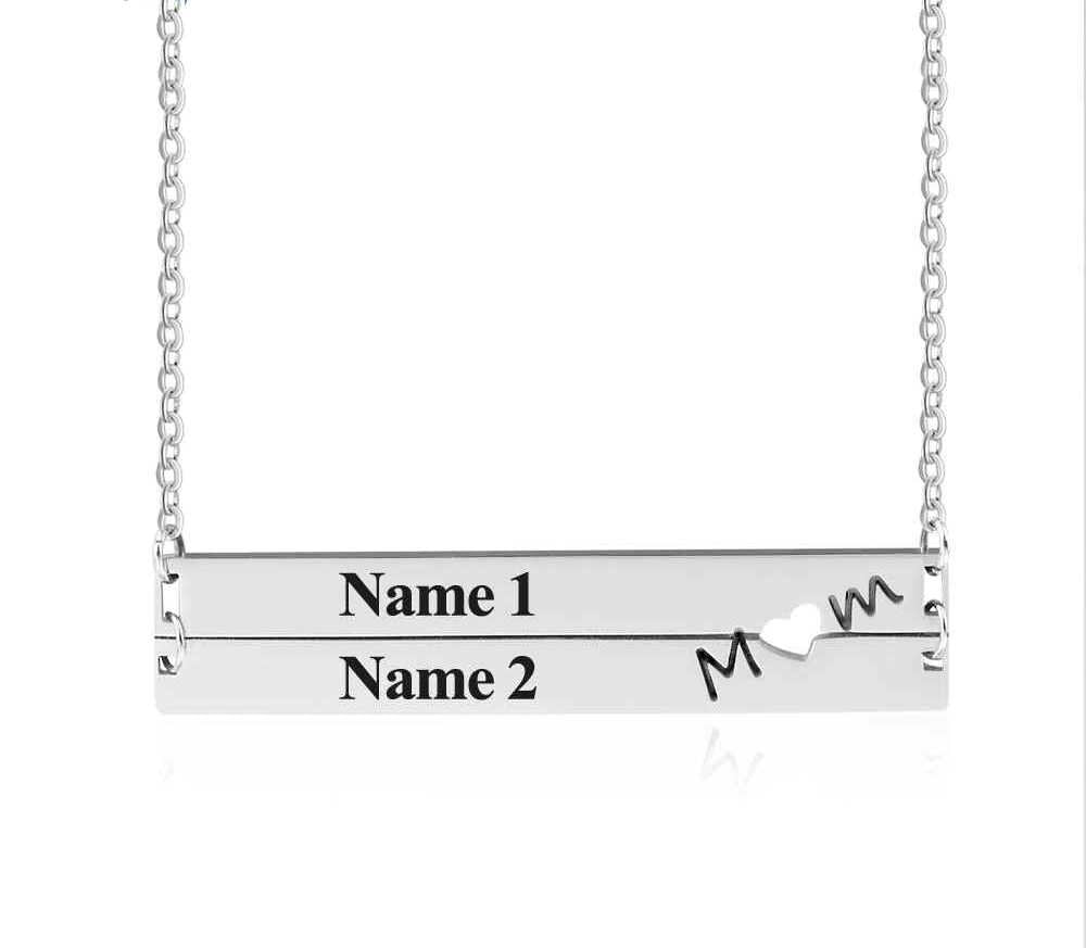 Personalized Stainless Steel Nameplate Bar Necklace Women Custom Name Necklaces Gift Customized Necklaces
