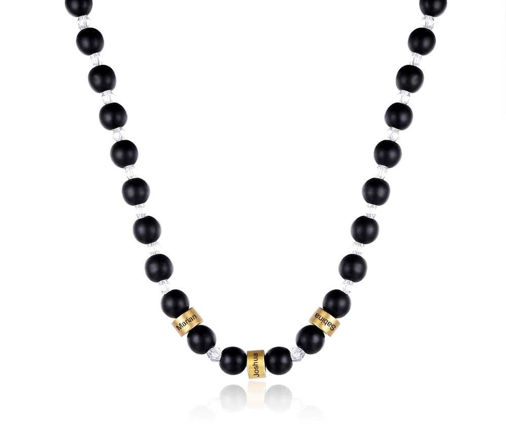 Customized Engraving Name Beads Chain Necklace Personalized Mothers Necklaces Handmade Jewelry Gifts for Women Customized Necklaces