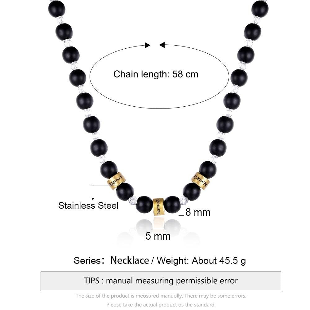 Customized Engraving Name Beads Chain Necklace Personalized Mothers Necklaces Handmade Jewelry Gifts for Women Customized Necklaces