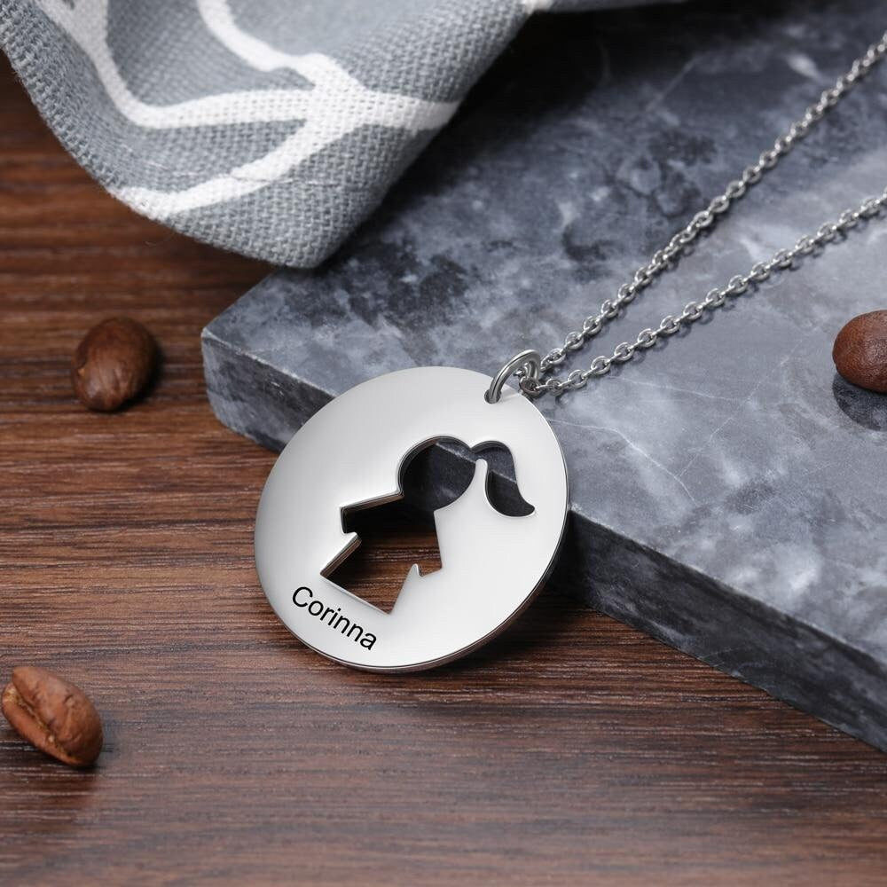 Personalized Necklaces Fashion Stainless Steel Jewelry Engraved Name Link Chain Charm Girl Pendant Cute Gifts for Women Customized Necklaces