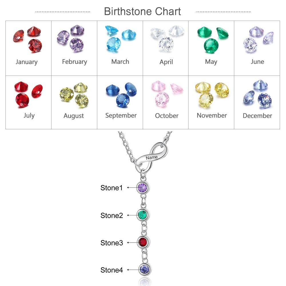 Personalized Infinity Necklaces Pendants Anniversary Pendant Engrave Name Customize Birthstones Jewelry Gifts for Women Customized Necklaces