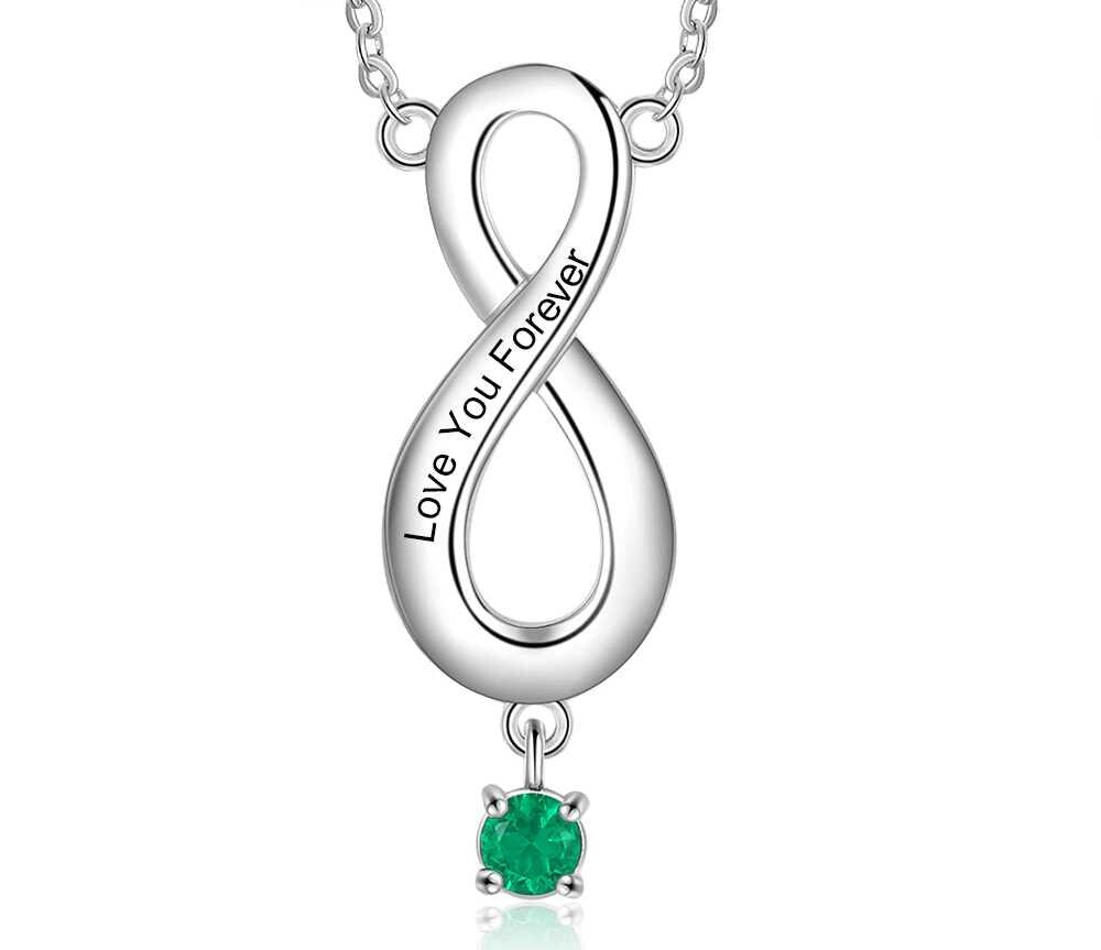 Personalized Engraved Infinity Love Necklace for Women Customized Birthstone Pendant Jewelry Unique Gift for Her Customized Necklaces