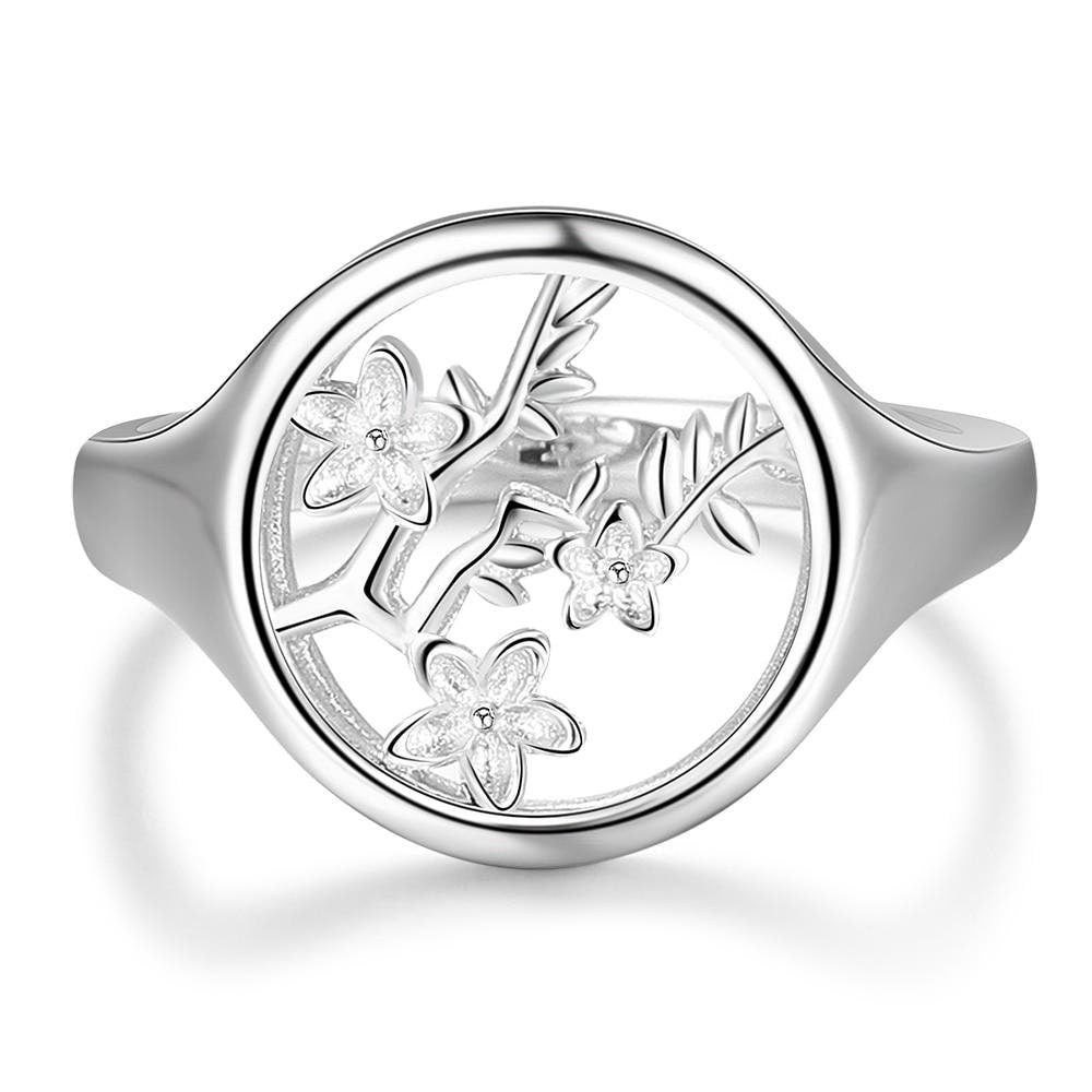 Customized Engraving Branches Leaves Blossom Rings for Women Personalized Name Wedding Rings Female Jewelry Customized Rings