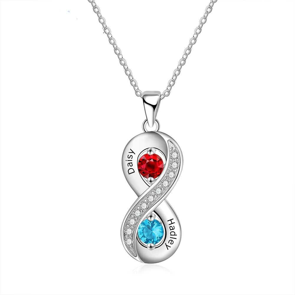 Personalized Sterling Silver Infinity Necklaces & Pendants Custom 2 Names Engraved Necklace Promise Gift Necklaces