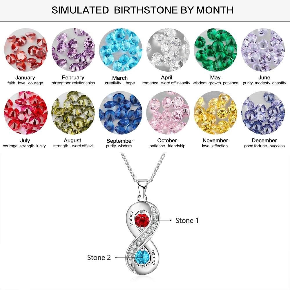 Personalized Sterling Silver Infinity Necklaces & Pendants Custom 2 Names Engraved Necklace Promise Gift Necklaces