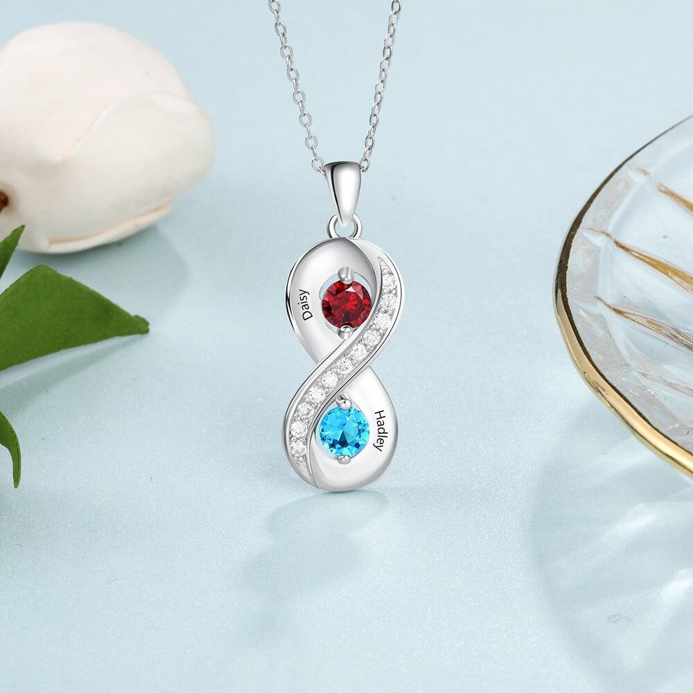 Personalized Sterling Silver Infinity Necklaces & Pendants Custom 2 Names Engraved Necklace Promise Gift Necklaces