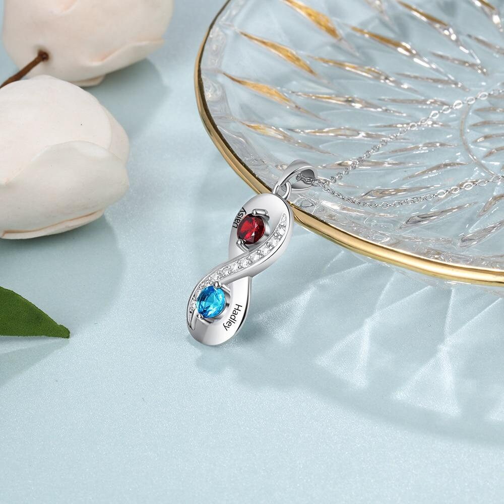 Personalized Sterling Silver Infinity Necklaces & Pendants Custom 2 Names Engraved Necklace Promise Gift Necklaces