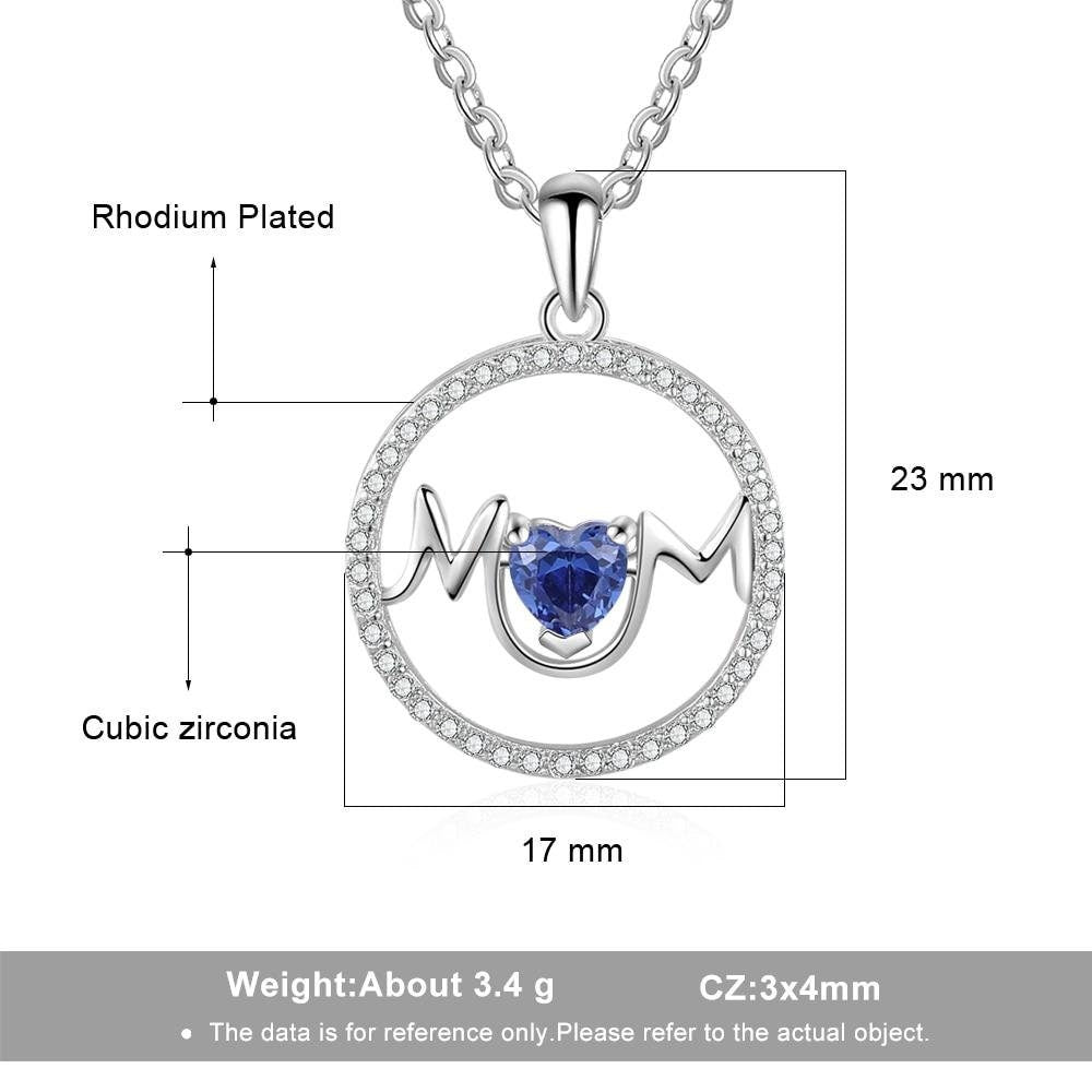 Personalized Customize Heart Birthstone Necklaces & Pendants MOM Circle Necklace with Cubic Zirconia Mothers Day Gift Customized Necklaces