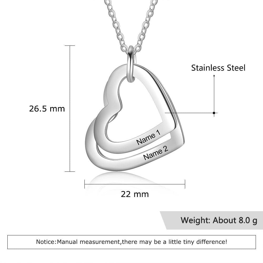 Personalized Heart Necklace with 2 Names Custom Engraved Necklace Anniversary Christmas Gift for Wife Customized Necklaces