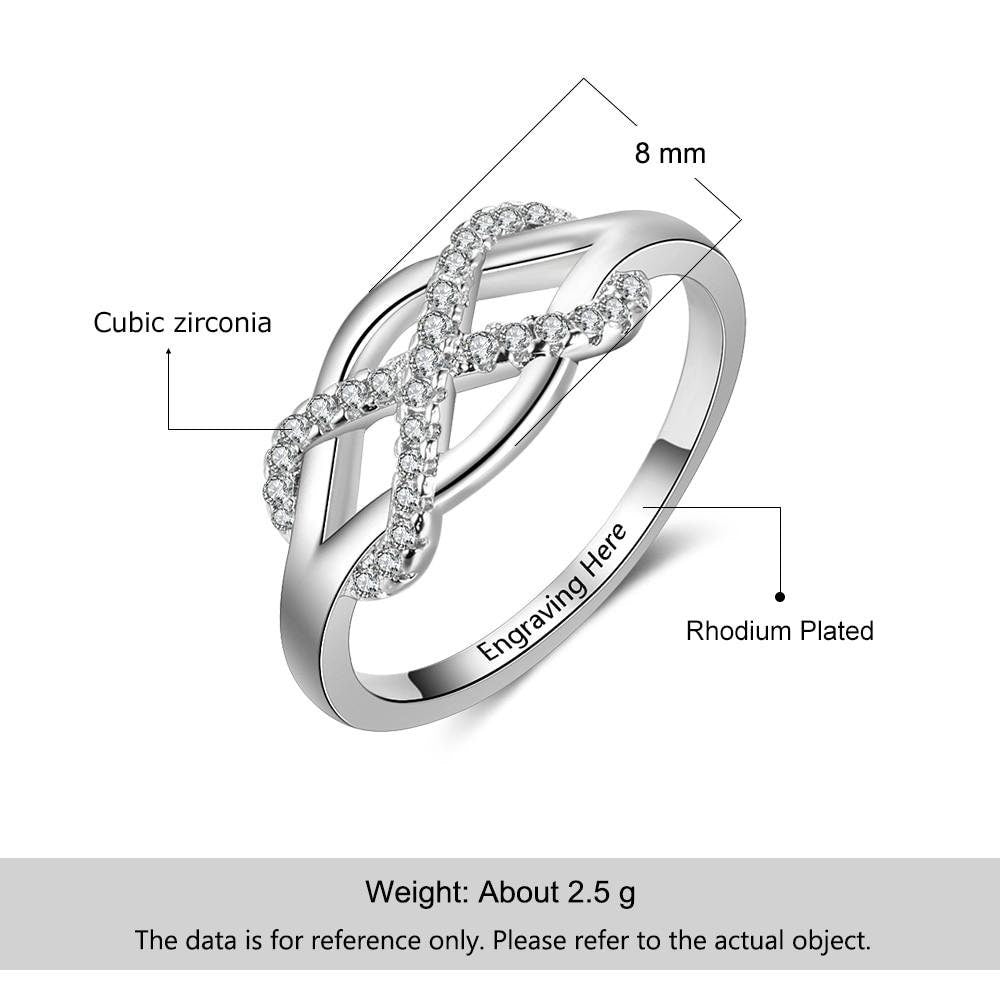 Infinity Love CZ Personalized Gift Engraved Name Sterling Silver Rings For Women Anniversary Jewelry Customized Rings