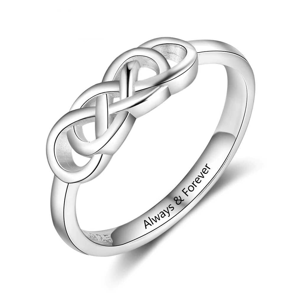 Personalized Wedding Engagement Rings for Women Engraved Name Braided Knot Ring Fashion Jewelry Gift Customized Rings