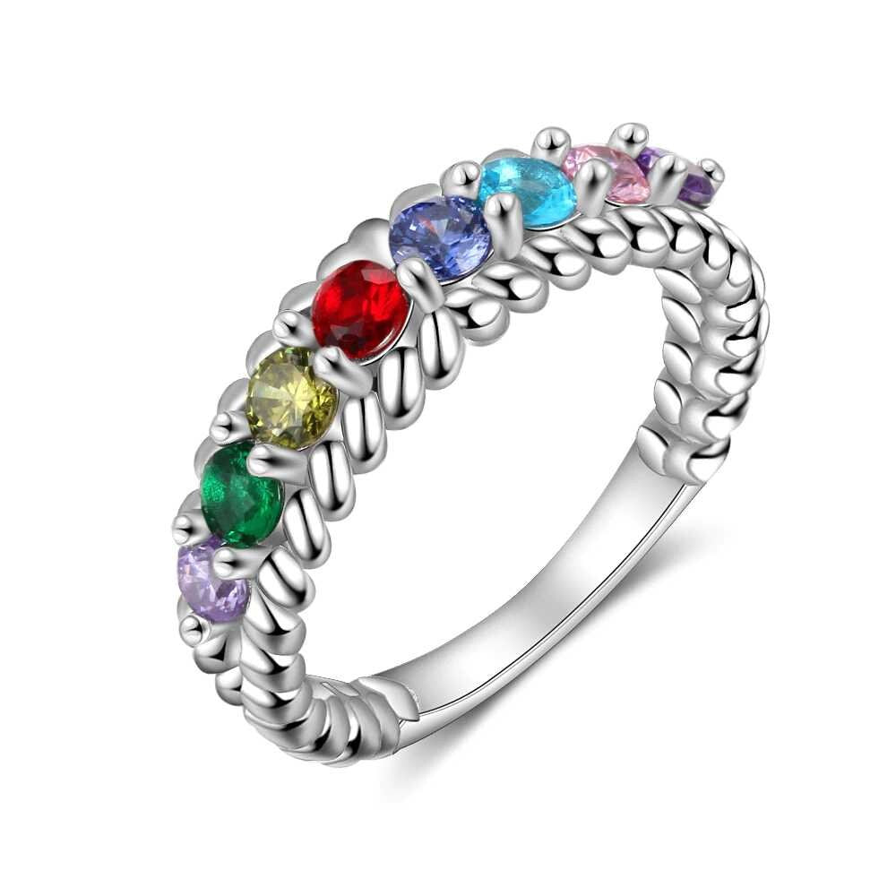 Personalized Family Gift Customized 8 Birthstones Rings for Women Custom Gifts for Grandma Trendy Jewelry Customized Rings