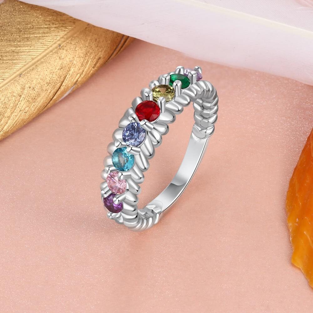 Personalized Family Gift Customized 8 Birthstones Rings for Women Custom Gifts for Grandma Trendy Jewelry Customized Rings