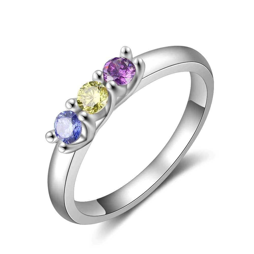 Customized Sterling Silver Birthstone Rings for Women Fashion Wedding Ring Personalized Gift Jewelry Customized Rings