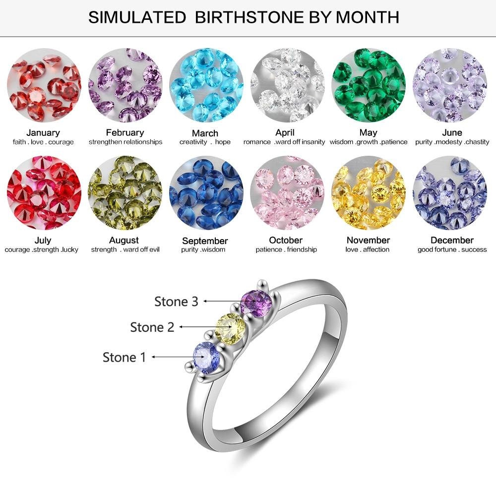 Customized Sterling Silver Birthstone Rings for Women Fashion Wedding Ring Personalized Gift Jewelry Customized Rings