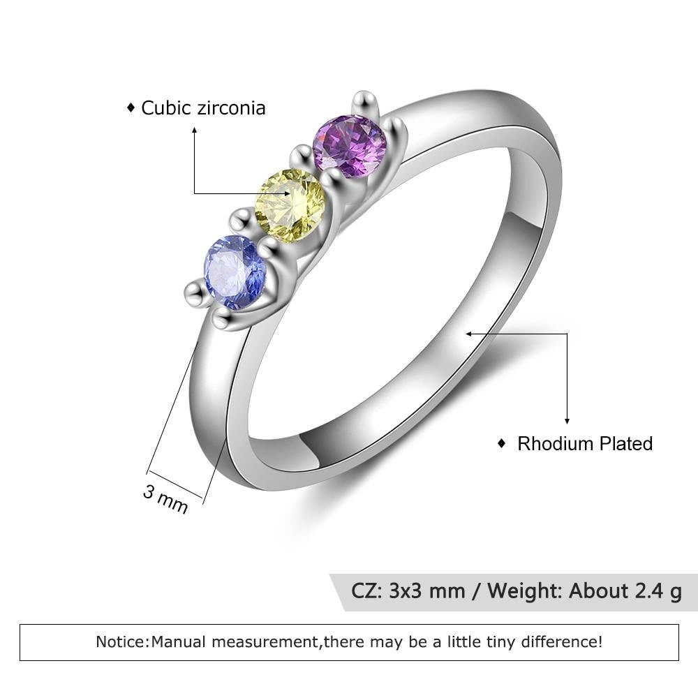 Customized Sterling Silver Birthstone Rings for Women Fashion Wedding Ring Personalized Gift Jewelry Customized Rings